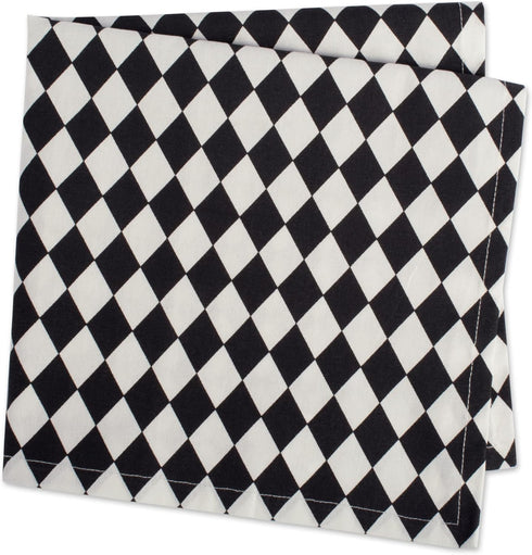 DII Halloween Tabletop Napkin Set, Harlequin Collection, Black and Cream, 6 Piece