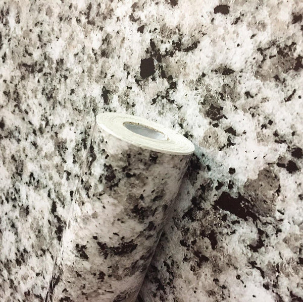 Moyishi Light White Granite Look Marble Gloss Film, Self Adhesive Wall Decal