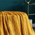 jinchan 50"x60" Cozy Cable Knit Throw Blanket for Couch Lightweight Soft Throw Blanket Mustard Yellow Decorative Throws
