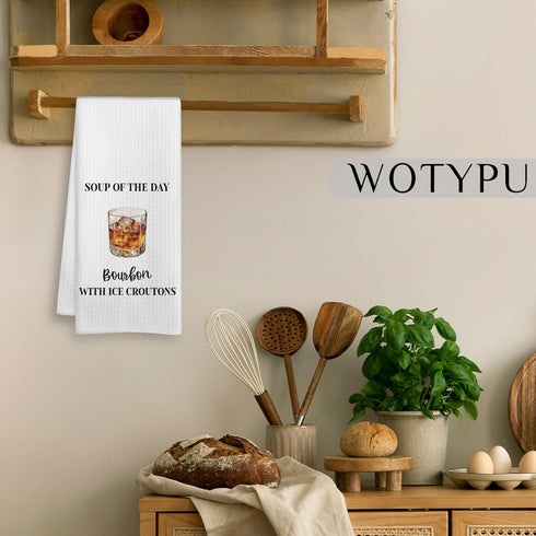 WOTYPU 16x24 Inch Funny Bourbon Kitchen Bar Towels, Bourbon Lover Gifts for Women Men Dish Tea Towel, Bartender Gifts