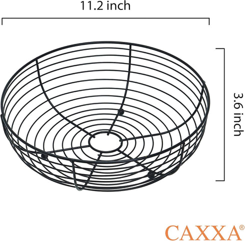CAXXA Countertop Fruit Bowl, Wire Basket for Fruits, Breads, Vegetables,Snacks, BLACK