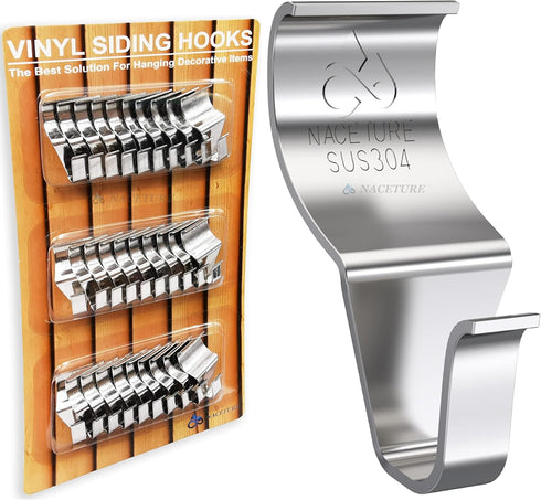 NACETURE Vinyl Siding Hooks, 30 Pack, Heavy Duty Clips for Hanging Outdoor String Lights