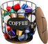 yarlung Coffee Pod Holder with Lid, Large Capacity K Cup Storage Basket with Rustic Wooden Base for Kitchen Countertop