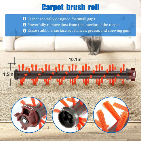 Filter Brush Replacement Compatible with Bissell CrossWave, 4 Brush Roll 1868 + 3 Vacuum Filter 1866