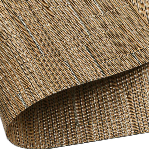 SHACOS Round Table Placemats Set of 4 - Wedge Shape Woven Vinyl Place Mats, Heat Resistant, Tan