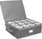 LotFancy Cup and Mug Storage Container, Hard Shell Coffee Mug Box with Dividers & Handles, Holds 12 Tea Cups, Grey