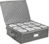 LotFancy Cup and Mug Storage Container, Hard Shell Coffee Mug Box with Dividers & Handles, Holds 12 Tea Cups, Grey