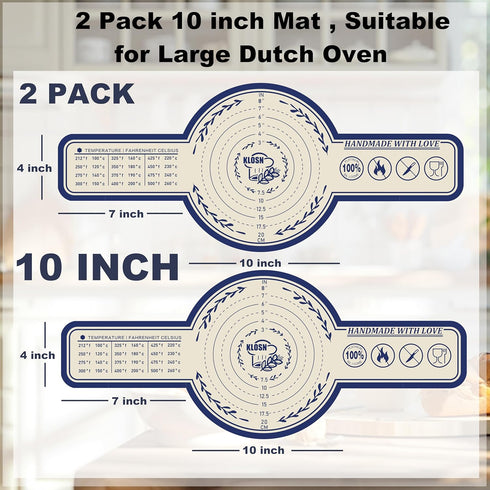 Large Silicone Bread Sling for Dutch Oven, 2 Pcs, 10 Inch Sourdough Baking Mat, Heat-resistant Bread Baking Supplies