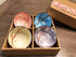 Set of 4 Mose Cafolo Japanese Style Ceramic Rice Bowls, Assorted Designs with Phum Flowers, Gift Box