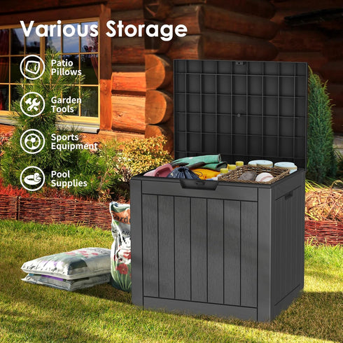 35 TARKARI Gallon Lockable Resin Deck Box, Waterproof & UV-Resistant Outdoor Storage Box for Outdoor Cushion Storage