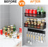 Magnetic Spice Rack for Refrigerator - 3 Pack Moveable Shelf with 8-Hook Rack, Seasoning Organizer for Kitchen