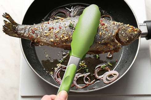 Premium Silicone Cooking Tongs Set of 2, 9-Inch & 12-Inch, BPA Free Non-Stick Stainless Steel BBQ Grilling