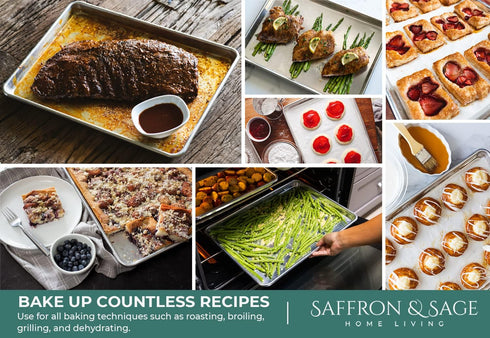 Commercial Quality Cookie Sheet Pan - 2 Pack Aluminum Half Sheet Baking Pan by Saffron & Sage Home Living - This 18x13 Baking Sheet Set is Rust & Warp Resistant, Heavy Duty, of Thick Gauge by Saffron & Sage Home Living