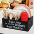 Small Paper Plate Holder Utensil Caddy Organizer for Countertop, Kitchen Silverware Cups, Forks, Spoons, Napkins, Wood