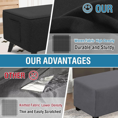 33"-34" H.VERSAILTEX Ottoman Cover Rectangle Fit Length Footrest Linen Look Ottoman Slipcovers Thick Covers Slipcover