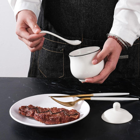 TkoYuHm 7oz Farmhouse White Ceramic Sugar Bowl with Lid and Spoon Salt Container Jar for Coffee Table Porcelain