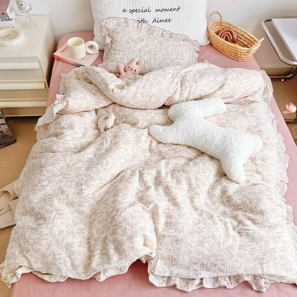 BuLuTu Muslin Cotton Kids Toddler Duvet Cover for Girls Boys Baby Crib
