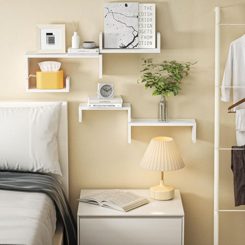 Set 5 SRIWATANA Floating Shelves for Wall, Wall Shelves for Bathroom, Bedroom, Living Room, Kitchen, Office, Wood