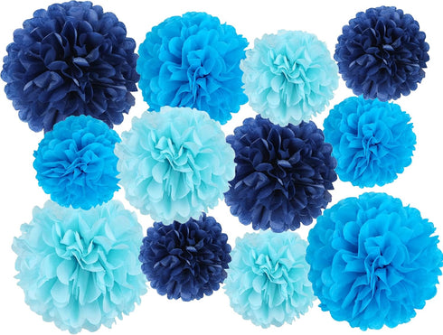 12 Pcs Tissue Pom Poms Kit, Tissue Paper Flowers for Birthday, Baby Shower, Graduation, Bachelorette Party Decoration
