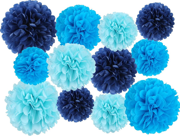 12 Pcs Tissue Pom Poms Kit, Tissue Paper Flowers for Birthday, Baby Shower, Graduation, Bachelorette Party Decoration