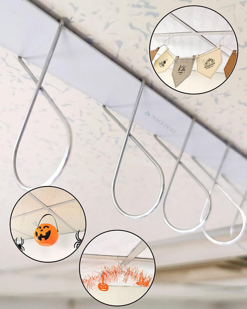 NACETURE Ceiling Hook Clips- 20 Pack Drop Ceiling Hanger Hooks Hanging on Suspended Ceiling Tile, Grid Clips Heavy Duty for Light Plant Office Home Stores Classroom and Wedding Decorations by NACETURE