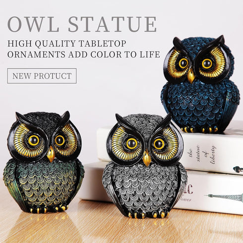 Charming Owl Resin Figurine - Perfect Home Decor for Bookshelves and Living Rooms