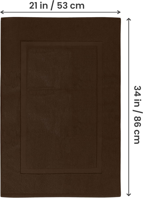 Utopia Towels Cotton Banded Rug - Bath Mats, 21 by 34 Inches, 100% Ring Spun Cotton, Dark Brown, 2 Pack