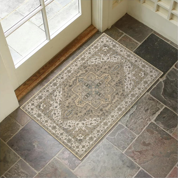 Collive Washable Indoor Doormat - Non-Slip Retro Floor Mat 20" x 32" Quick Absorbent Entrance Rug in Distressed Taupe