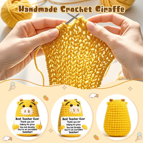 Teacher Appreciate Gifts Positive Giraffe - Thank you for Helping Me Grow, Handmade Crochet Giraffe Cute Stuff Decor