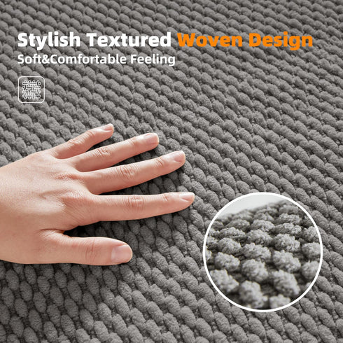Light Grey Bathroom Toilet Rug, Chenille Non Slip Absorbent Bath Mat, Washable U Shape Contour Bath Rug 20*24"