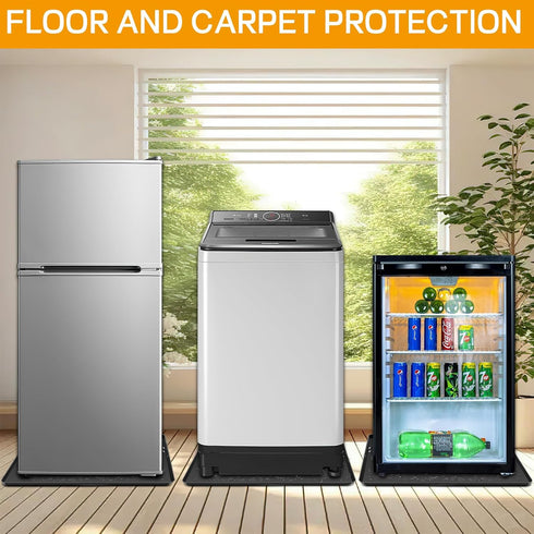 Mini Fridge Silicone Mat, 24''x24''x0.5'', Drip Pan to Prevent Appliance Leakage and Protect Floor (Black)