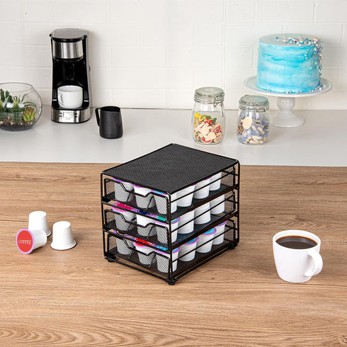 Restaurantware Restpresso Multi-Tier Coffee Capsule Drawer 8.5 x 8.5 x 7 Inch, Holds 36 K-Cups, Heavy-Duty Organizer