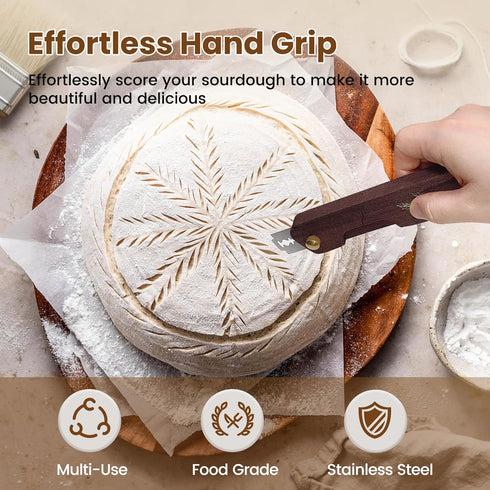 Drcomtruing 10 Wooden Bread Lame Dough Scoring Tool, Handcrafted Bread Scoring Tool for Sourdough Bread Baking