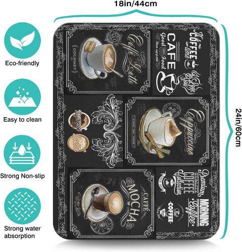 Kuyig Home Countertop Counter 24inx18in Coffee Bar Mat Accessories for Super Absorbent Anti-Slip Silicone Flower Dish