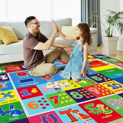 3'X5' Kids Rug for Playroom, ABC Educational Play Mat, Non-Slip Soft Rugs for Kids Room, Toddler Baby Nursery Floor Rug