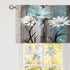 Teal Farmhouse Daisy Curtain Valance for Window Treatments, Rustic Floral Butterfly Kitchen Drapes, 52x18 Inch