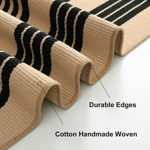 OJIA Front Door Mat 24"x51", Machine Washable Porch Rug, Striped Entryway Rugs for Indoor Outdoor, Cotton Hand-Woven
