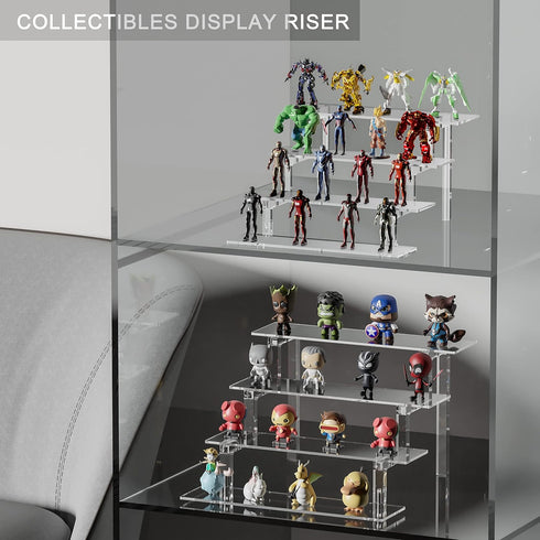 Acrylic Risers Display Stands, Clear, 4 Tier Shelf for Perfume, Funko POPs, Lotion Holder, Cupcake Stand