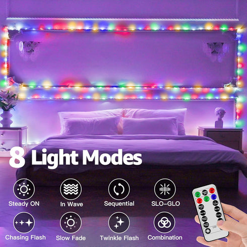 50ft 8 IP68Waterproof LED Rope Lights Outdoor, String Lights with Remote, Modes Timer Fairys Lights for Indoor Bedroom