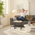 15.74" D11.81" W18.11" UHBD033Y YMYNY Vanity Stool, Linen Footrest Stool, Ottoman Bench with X-Shaped Metal Legs