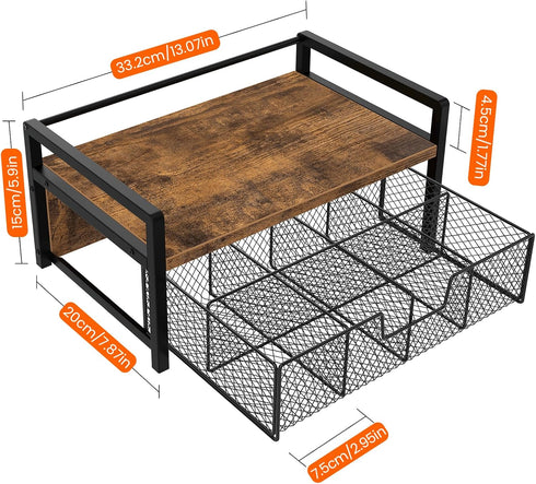 Countertop Homode Tea Bag Organizer, Wood Tea Organizers and Storage Chest, Teabag Holder with Storage Drawer,Tea