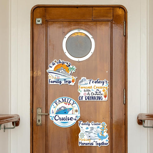 Large Cruise Door Decorations Magnetic, Cosmisun 4 PCS Family Themed Cruise Ship Magnets, Funny Sea Navigation Decor
