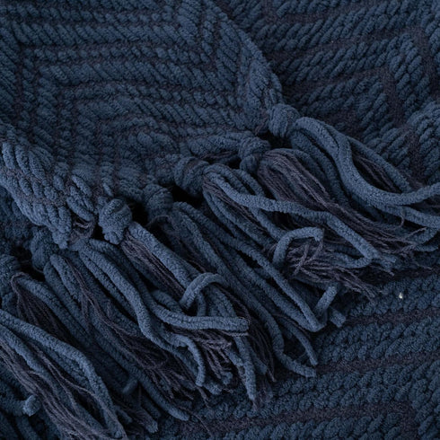 BATTILO HOME Navy Blue Throw Blanket - Knitted 50'' x 60'' Super Soft Warm Navy Throws for Couch