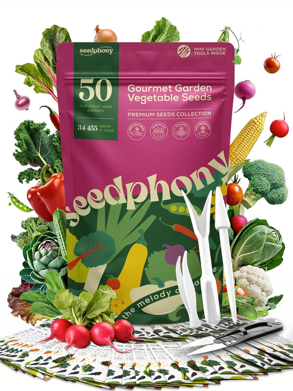 Seedphony 50 Gourmet Garden Vegetable Seeds Variety Pack - 34,455+ Non-GMO Heirloom