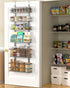 Moforoco 6-Tier Over The Door Pantry Organizer, Black Hanging Basket Cabinet Door Wall Spice Rack Shelves