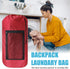 Laundry Bag Backpack,Portable with Adjustable Shoulder Straps Travel Dirty Laundry Bag,with Drawstring Closure & Mesh Pocket Backpack Laundry Bag for College,Apartment,Camping(Red)
