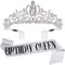 Velscrun Birthday Queen Tiaras Crown for Women, Silver Birth Crown Headband for 30th 40th 50th Birthday