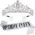 Velscrun Birthday Queen Tiaras Crown for Women, Silver Birth Crown Headband for 30th 40th 50th Birthday