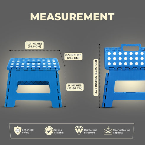 Utopia Home Folding Step Stool, Lightweight Plastic Foot Stool, 9 Inch Height, Holds Up to 300 lbs, Pack of 1 (Blue)