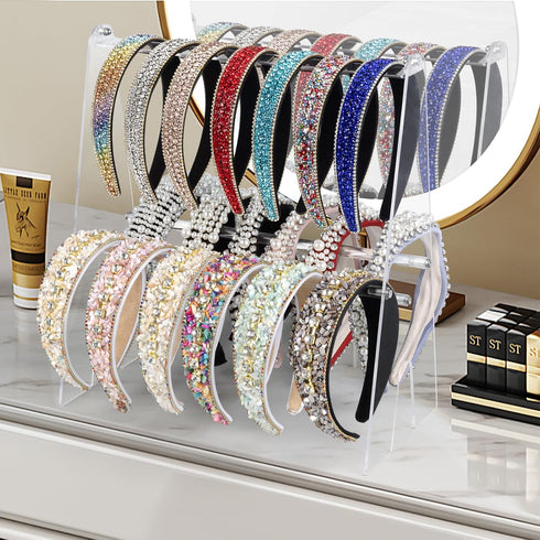 Headband Holder Organizer, Acrylic 2-Tier Clear Headband Display Stand for Girls and Women (13.4in Height)